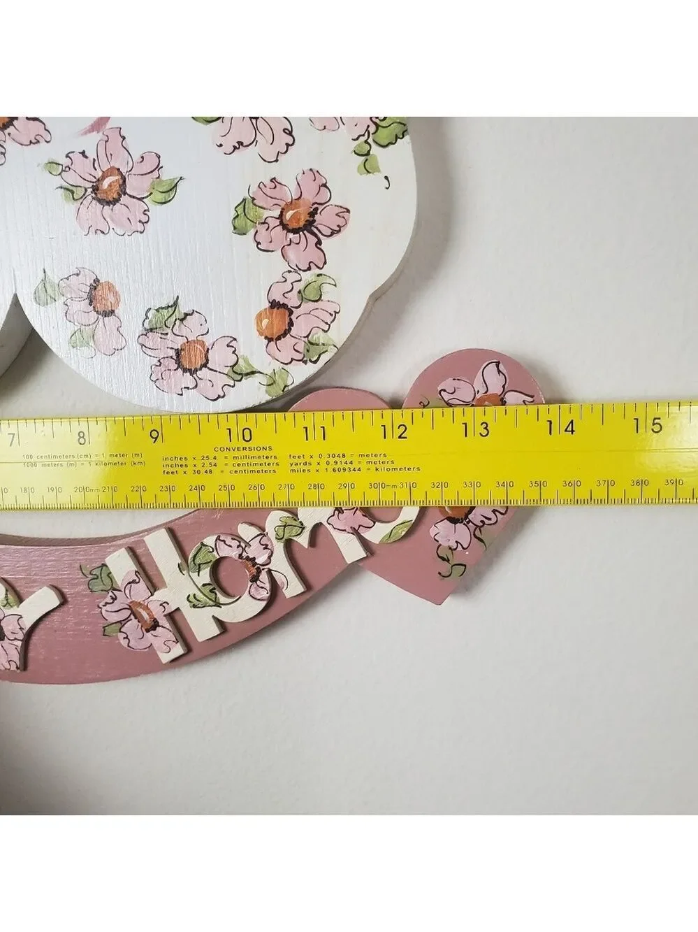 Floral Swan Wooden Wall Sign Pink Hues Hand Painted